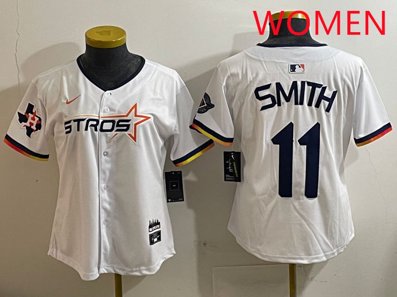 Women Houston Astros #11 Smith White three generations Joint Name Nike 2025 MLB Jersey style 8->women mlb jersey->Women Jersey